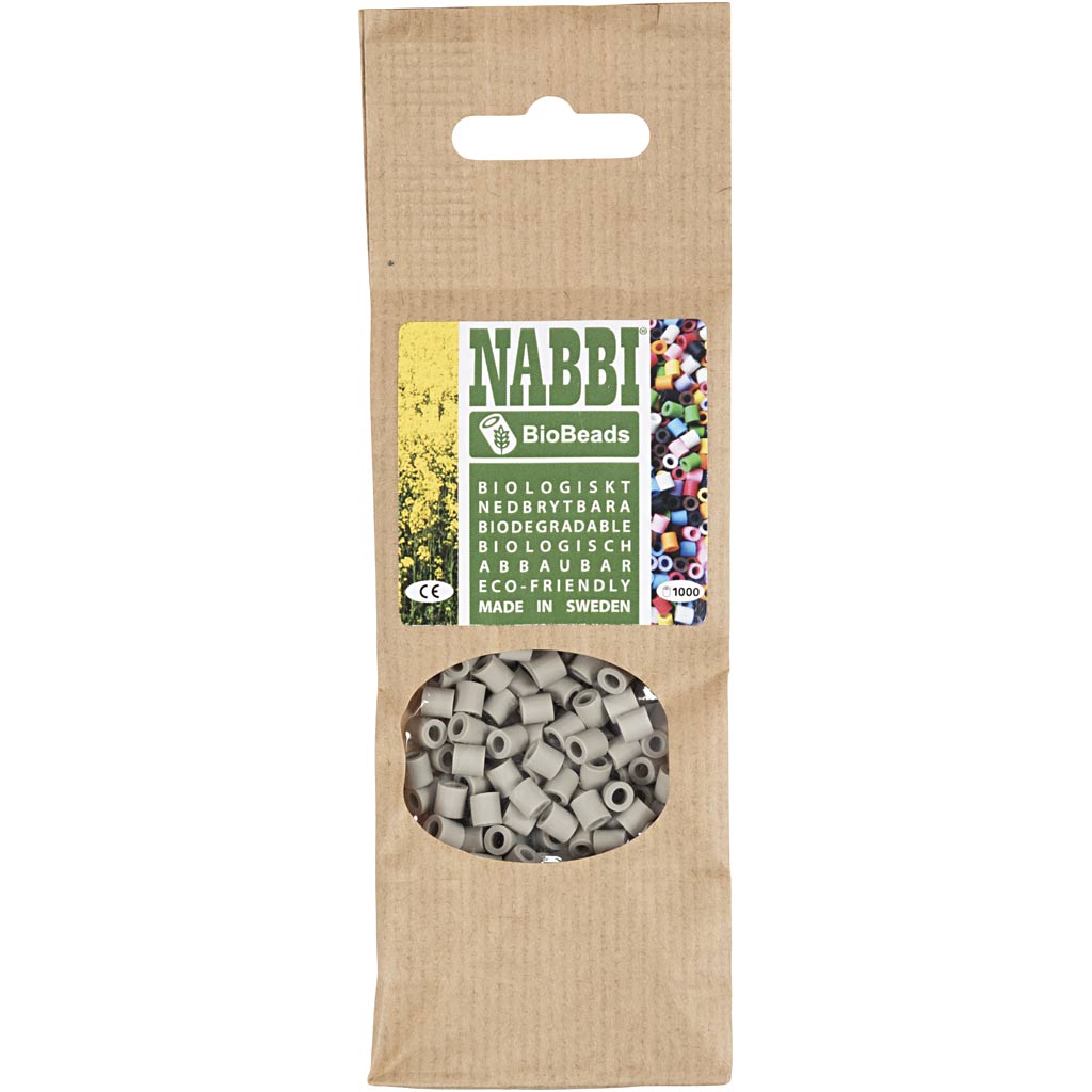 Creativ company http: www.cchobby.nl biobeads-van-nabbi-afm-5x5-mm-gatgrootte-2-5-mm-medium-grijs-1000-stuk-1-doos