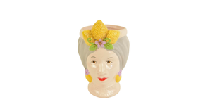 Woman head pot ceramic d8x12h grey