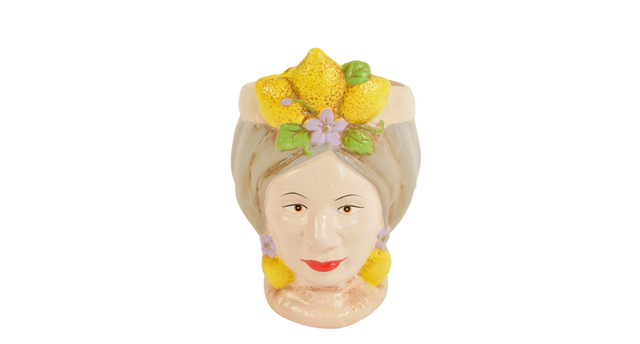 Woman head pot ceramic d14x18h grey