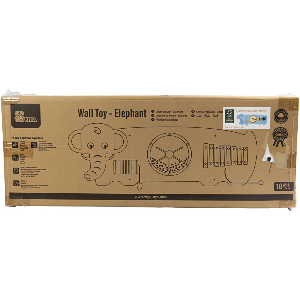 Vigatoys http: www.cchobby.nl viga-houten-activiteitenbord-met-olifant-afm-91x32x4-6-cm-1-stuk