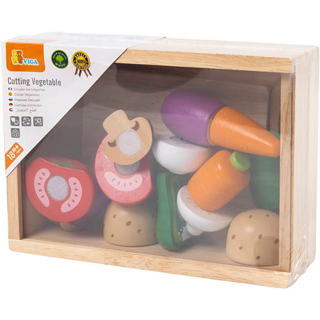 Vigatoys viga toys groentenbox - houten speelgoedeten - fomenplank met groenten en vormen - educatief en leerzaam speelgoed
