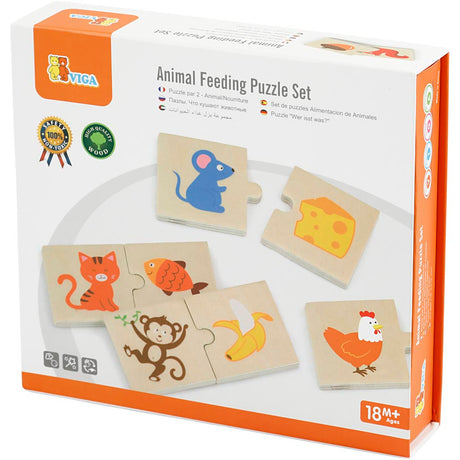 Vigatoys viga toys – houten matchpuzzel – dieren voeding – 24-delig – multicolor