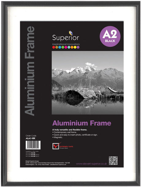 Seco fotolijst - a2 - 42 x 59.4cm - zwart geborsteld aluminium - 11mm frame