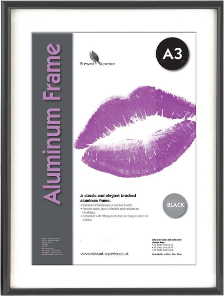 Seco fotolijst a3 - 29.7 x 42cm - zwart geborsteld aluminium - 11mm frame