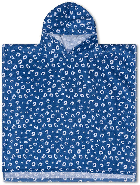 Swim essentials - poncho - 65 x 65 cm - kind - luipaardprint - 100% katoen - blauw one size