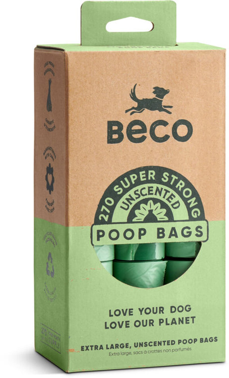 Becopets beco pets duurzame hondenpoepzakjes - groot sterk - 270 stuks (18 x 15)