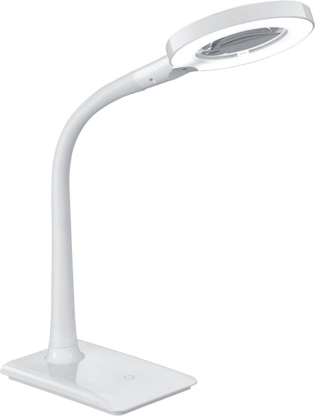 Trio lupo - tafellamp - wit - incl. 1x smd 5 w - vergroting 3x - 4-stappen touch - flexibel