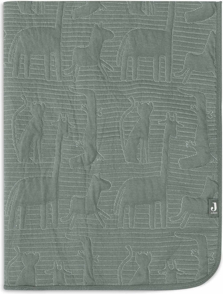 Jollein - deken ledikant 100x150cm - dekentje baby - jungle jambo ash green laurel