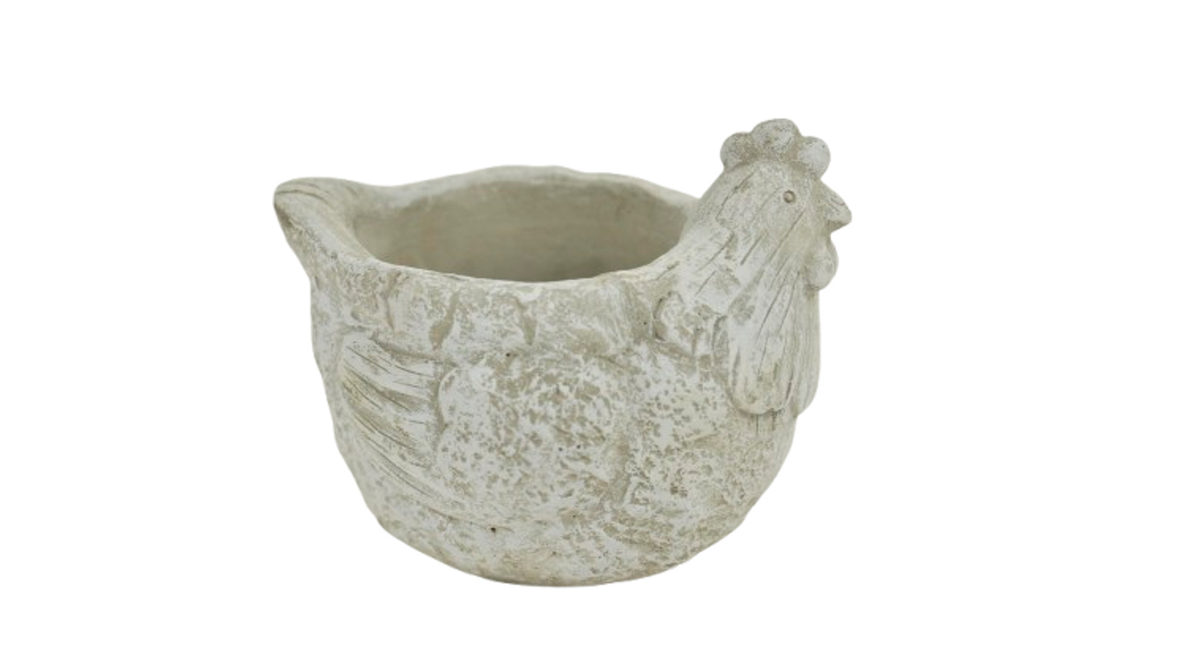 Pot cement rooster 11x10x9h grey