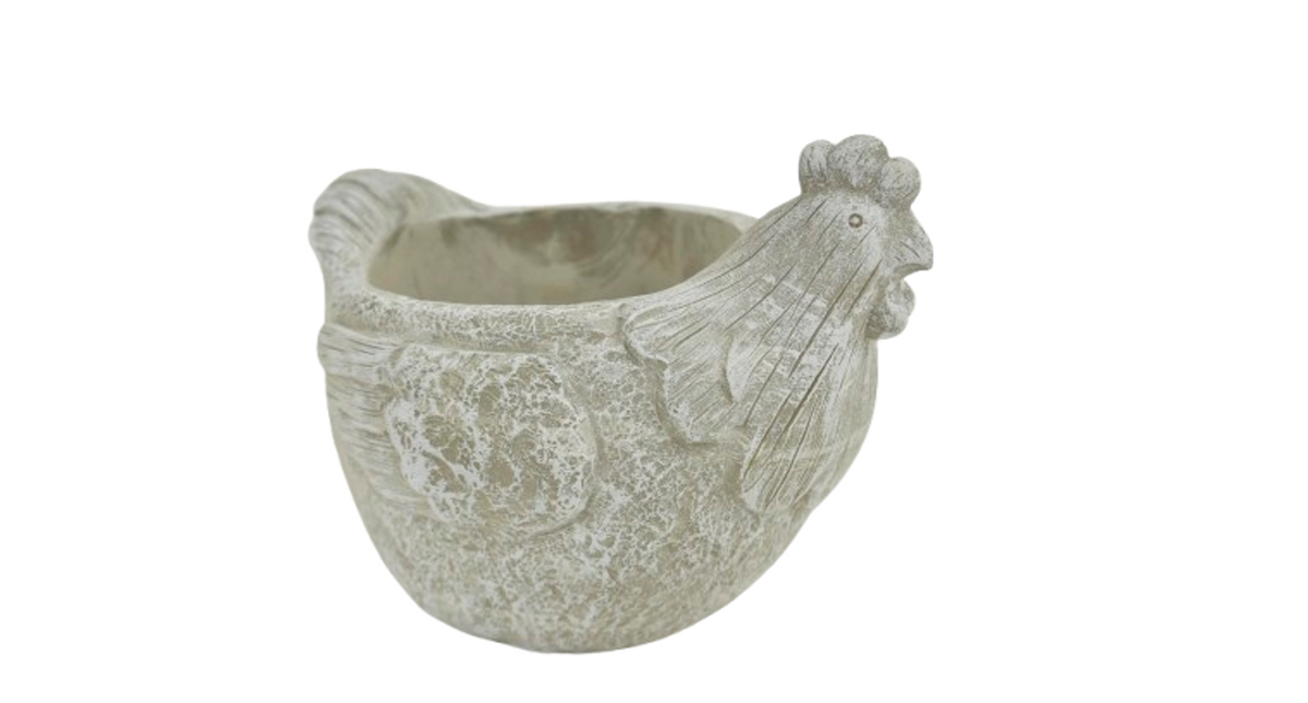 Pot cement rooster 17x13x12h grey