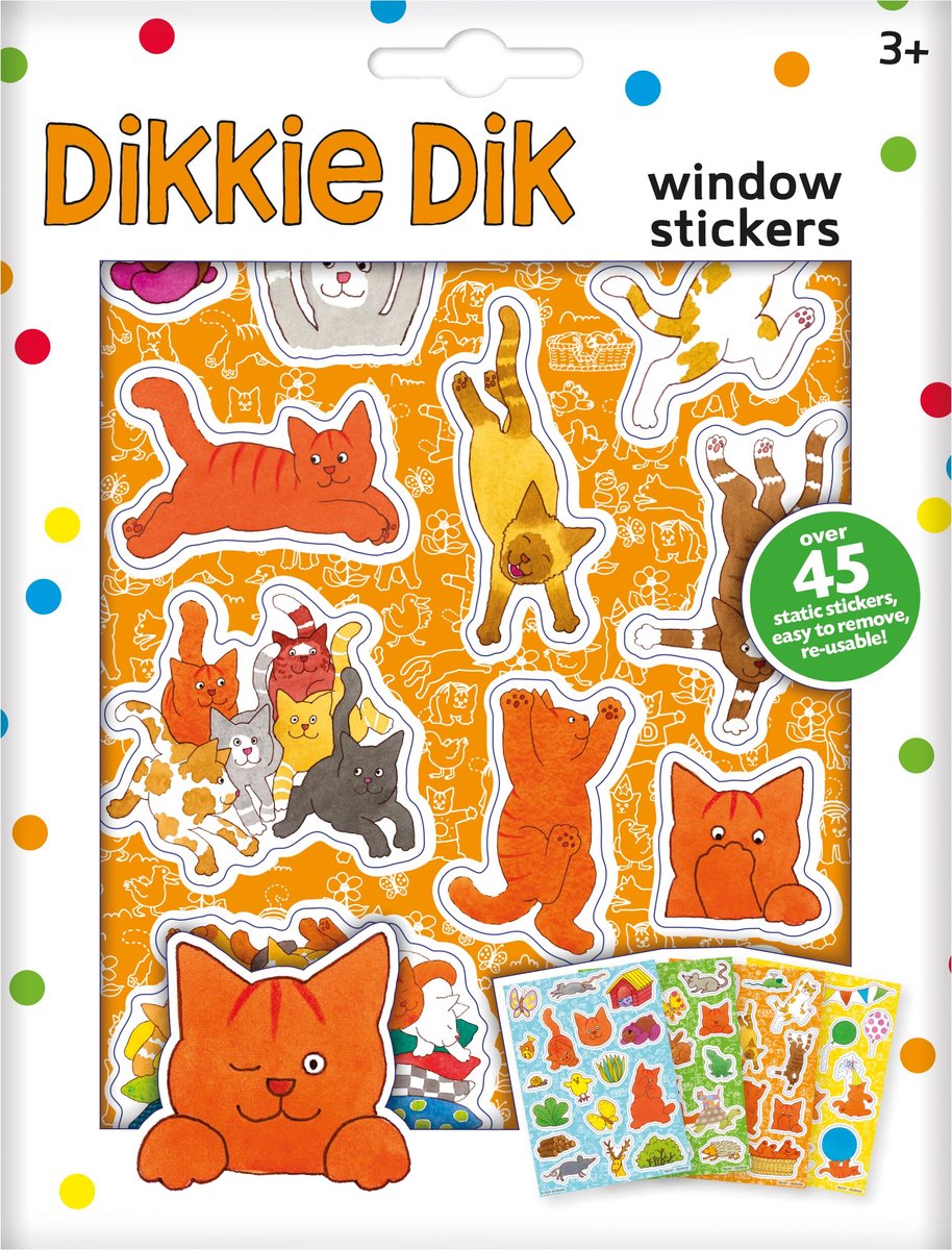 Bambolino dikkie dik raamstickers, niet permanente verplaatsbare stickers met speelachtergrond - junior educatief speelgoed vanaf 3 jaar - toys