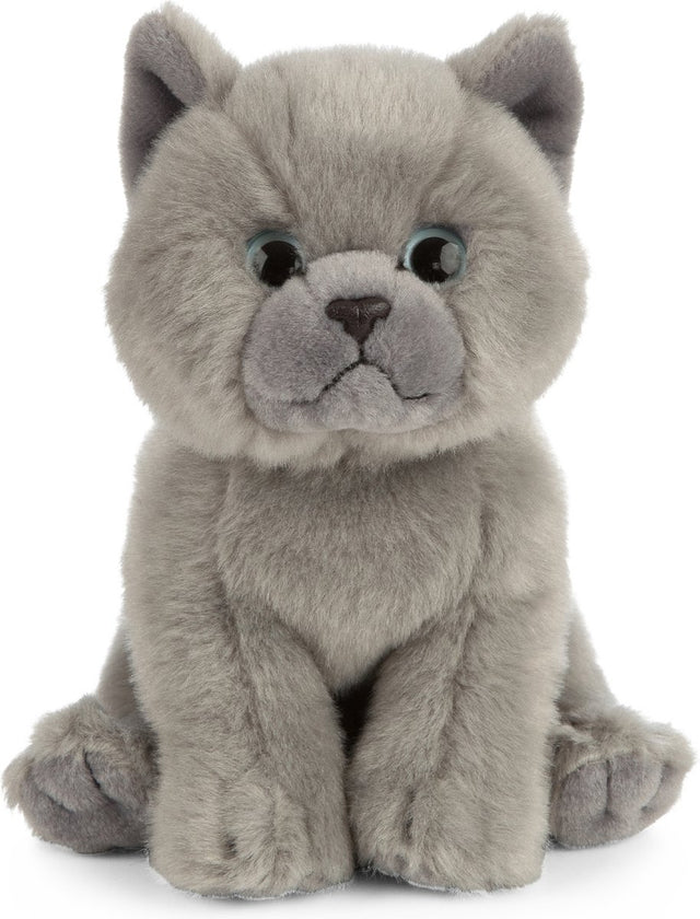 Living nature kat knuffel - britse korthaar - grijs - pluche - 16 cm - poes knuffeldier