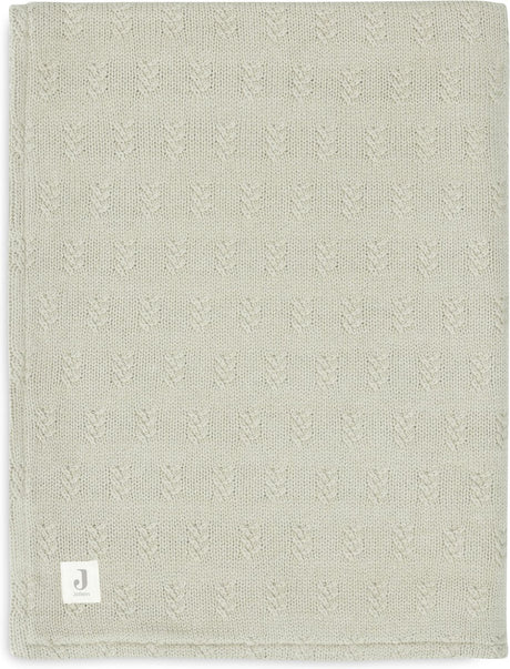 Jollein - deken ledikant 100x150cm - dekentje baby - grain knit - olive green velour