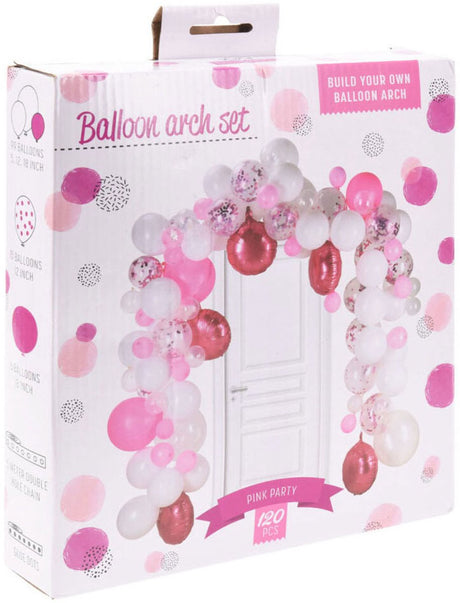 Koopman ballonnenboog set roze 120-delig decoratie feestballonnen.
