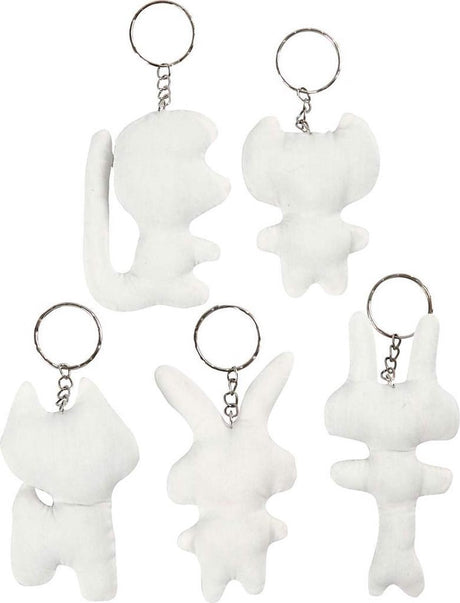 Creativ company stoffen dieren sleutelhanger, 5st.