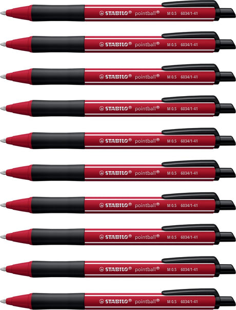 Stabilo pointball - balpen - naturecolors wildflower - navulbaar - bordeaux - doos 10 stuks