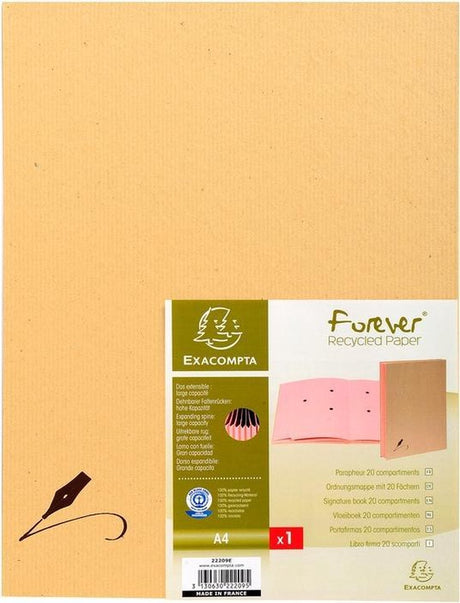 Exacompta forever® handtekenmap in kraft met harmonicarug - 20 indelingen - kraft bruin - 22209e