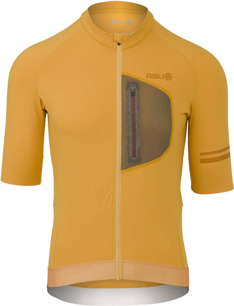 Agu gravel fietsshirt heren korte mouwen - ginger - stretch in vier richtingen - vier achterzakken - borstzakje met rits xl