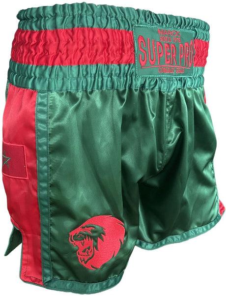 Super pro combat gear thai short nations maroc groen - rood xs