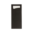 Bestekzakje pochette zwart met wit servet (600 stuks)