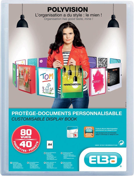 Elba polyvision showalbum, a4, 40 tassen, transparant