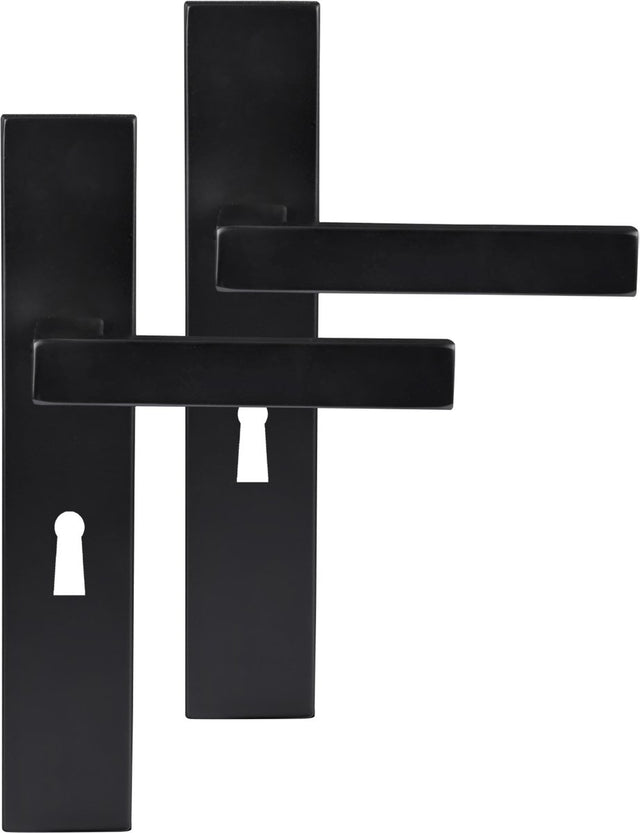 Differnz | tilburg deurkruk | vierkant schild | sleutel 56 mm | zwart