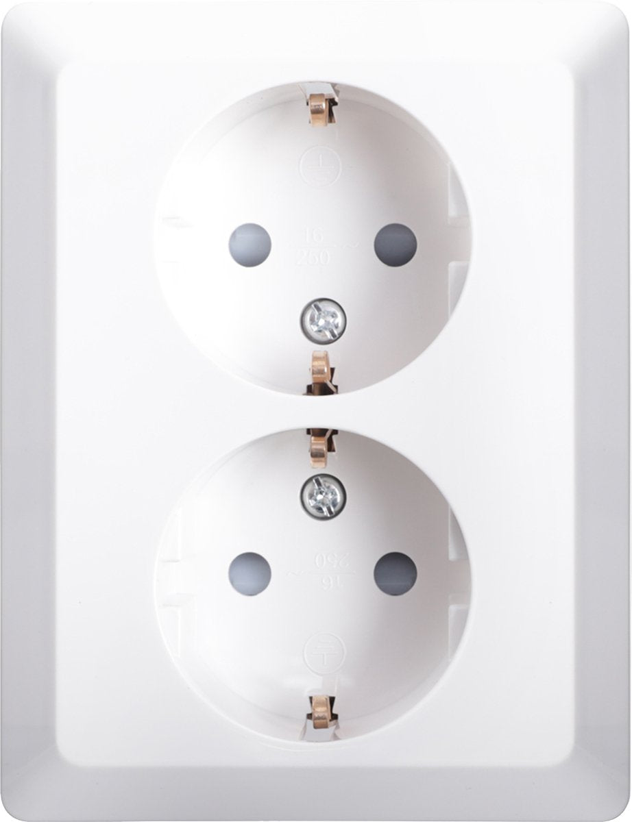 Ion industries ion v1 j1 inbouw contactdoos polar wit 2-voudig randaarde