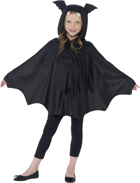 Smiffys smiffy's verkleedpak cape vleermuis - zwart - voor kinderen - halloween carnaval verkleed kostuum 146 158 l