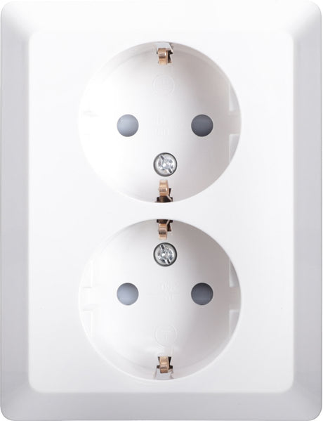 Ion industries e1 contactdoos inbouw - 2-voudig - randaarde - alpin wit