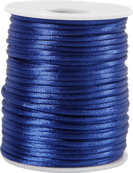Creativ company satijnkoord donkerblauw – satijnen hobbykoord – glanzend koord voor diy – 2 mm 50 meter