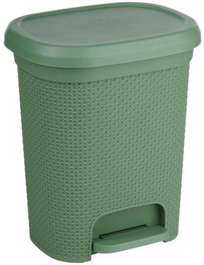 Alpina prullenbak voor badkamer met pedaal - kunststof - 6,5 liter - rieten look - compact en stijlvol design - eenvoudig te reinigen - afmetingen 25,1 x 19,5 x 30,2 cm - groen