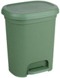 Alpina prullenbak voor badkamer met pedaal - kunststof - 6,5 liter - rieten look - compact en stijlvol design - eenvoudig te reinigen - afmetingen 25,1 x 19,5 x 30,2 cm - groen