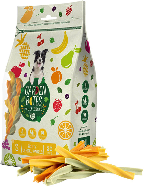 Garden bites duvoplus - fruity dental swirls hondensnacks - hondensnoepjes - vegetarisch glutenvrij - small 30st