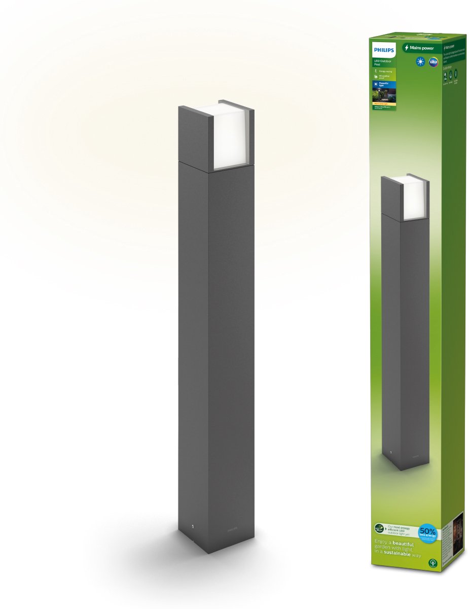Philips led philips arbour tuinpaal - ultra efficient - antraciet - 4.3w