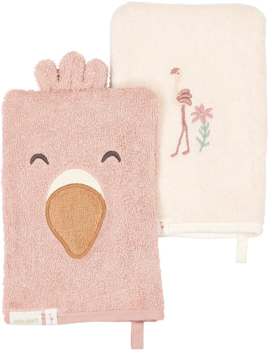 Little dutch flamingo washandjes set - roze