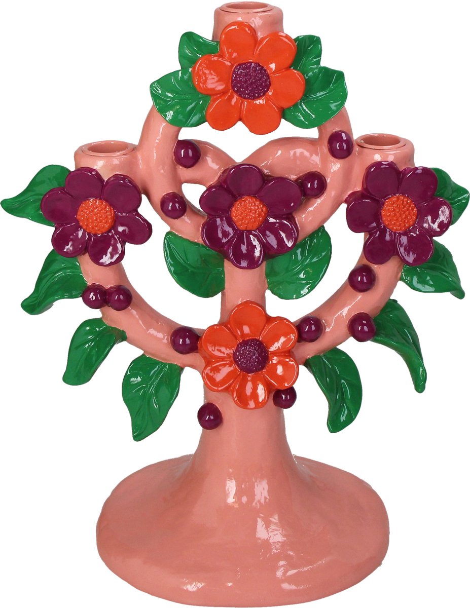 Hd collection kaarsenhouder bloemen polyresin 27,4x16,2x32,3cm