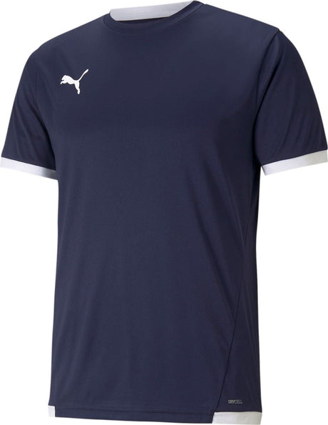 Puma teamliga jersey jr unisex sportshirt - peacoat- white 128