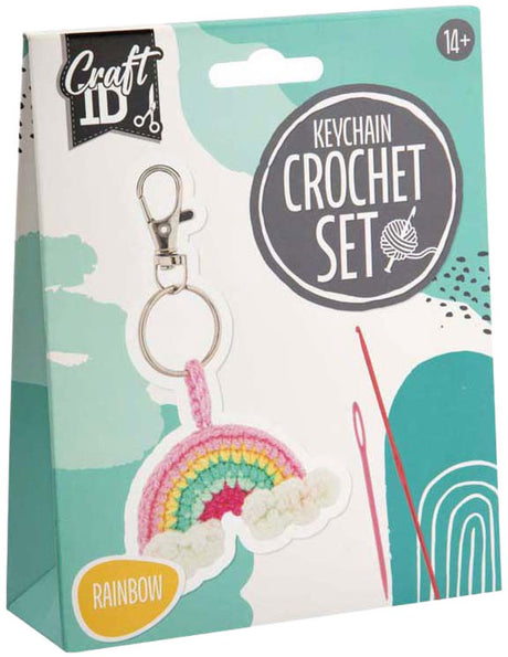 Creative craft group haakset sleutelhanger regenboog creatief speelgoed 7x1x6 cm.