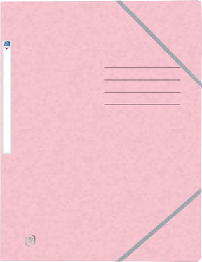 Oxford top file + - elastomap - 3 kleppen - elastiek - a4 - pastel roze - pak 10 stuks