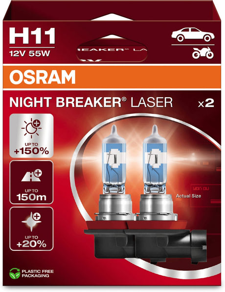 Osram night breaker serie - halogeenlamp - 150% helderder - h11 - laser ablatie technologie