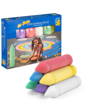 Pustefix stoepkrijt jumbo - 6 stuks - geef de wereld kleur - 3 jaar