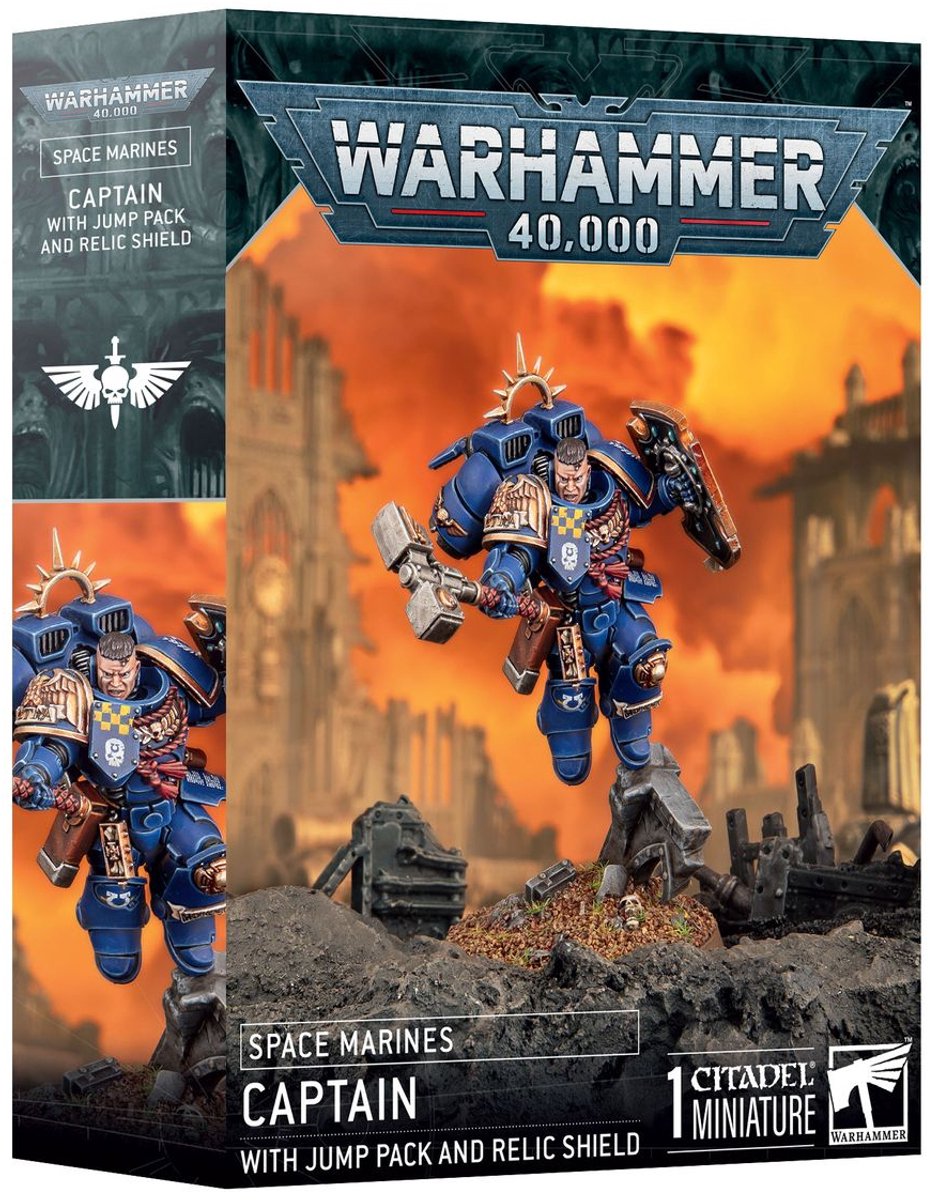 Games workshop space marines captain with jump pack relic shield