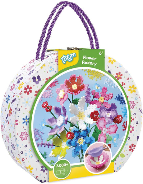 Totum knutsel koffertje bloemen maken met 2000+ strijkkralen - flower factory - creatief speelgoed knutselen kinderen en volwassenen- cadeautip