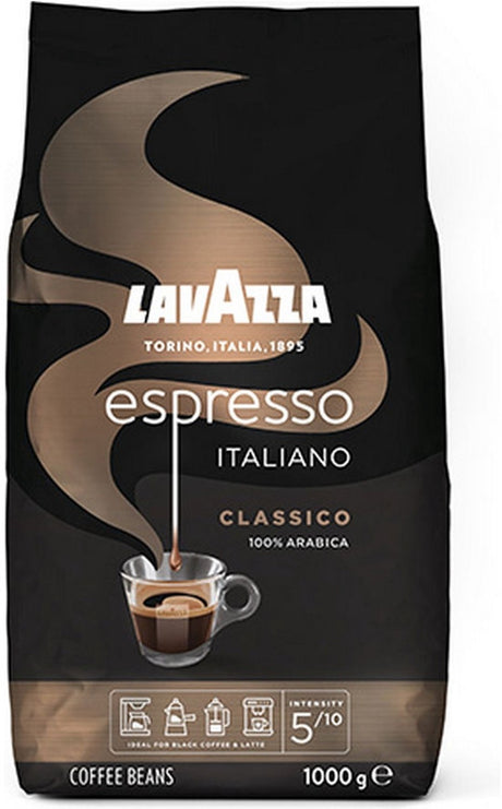 Lavazza espresso italiano classico koffiebonen - 100% arabica koffie bonen - intensiteit 5 10 - 1 kg