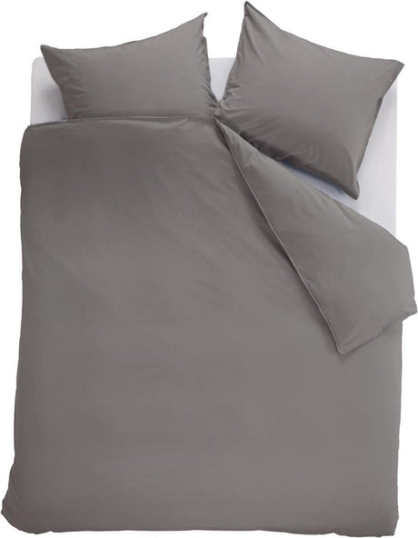 Ambiante cotton uni dekbedovertrek - lits-jumeaux - 240x200 220 - grijs
