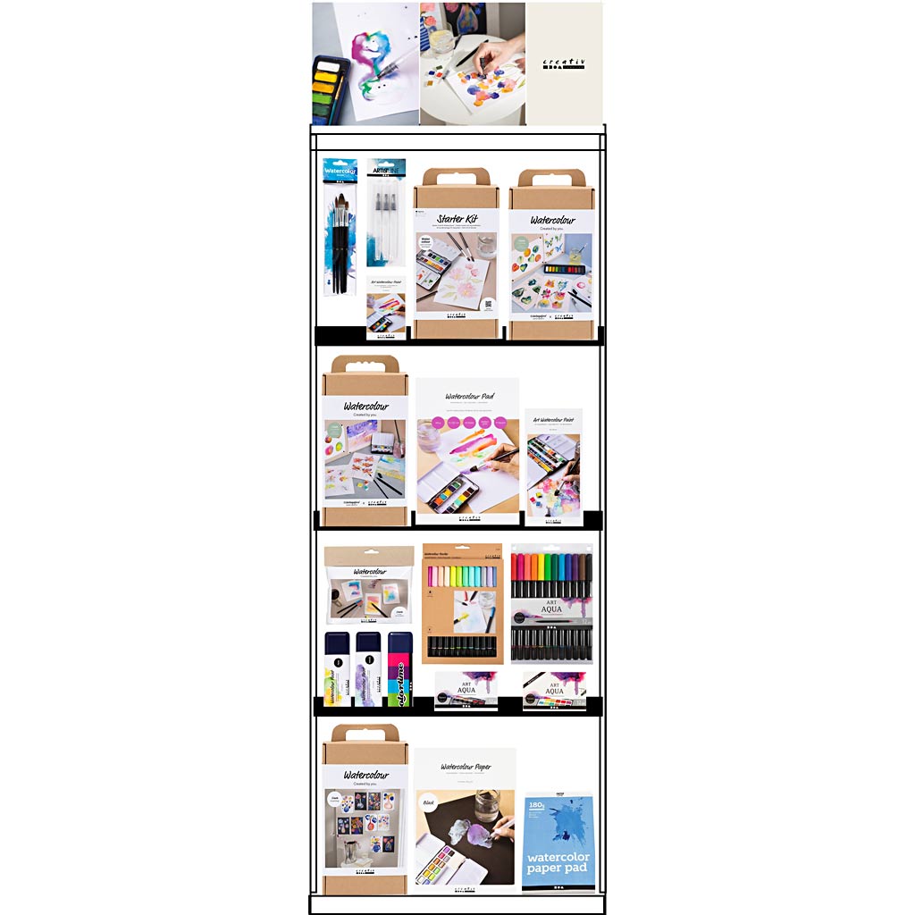 Http: www.cchobby.nl vloerdisplay-ongemonteerd-category-aquarel-volwassene-h-1580-mm-l-600-mm-b-400-mm-176-eenh-1-stuk