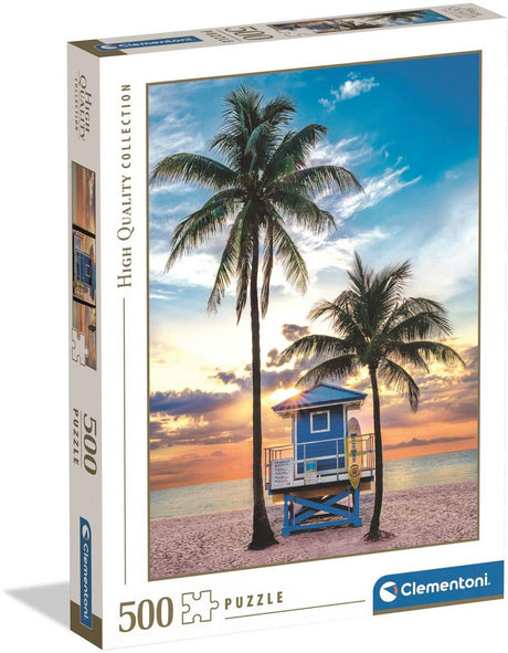 Clementoni - puzzel - 500 stukjes - miami beach, florida 2025 - puzzel voor volwassenen - high quality collection
