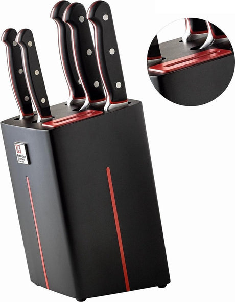Richardson sheffield velocity – 5-delig messenblok – ingebouwde messenslijper – robuust – zwart rood– 13 0 messenstaal – sterk, duurzaam betrouwbaar-cadeauverpakking