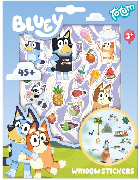 Totum bluey verplaatsbare raamstickers - 4 vellen - met speelachtergrond - speelgoed kinderen - knutselen - voor meisjes en jongens - ook voor kleuters - vanaf 3 jaar -