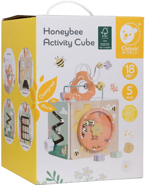 Classic world houten activiteitenkubus honingbij, 5dlg.